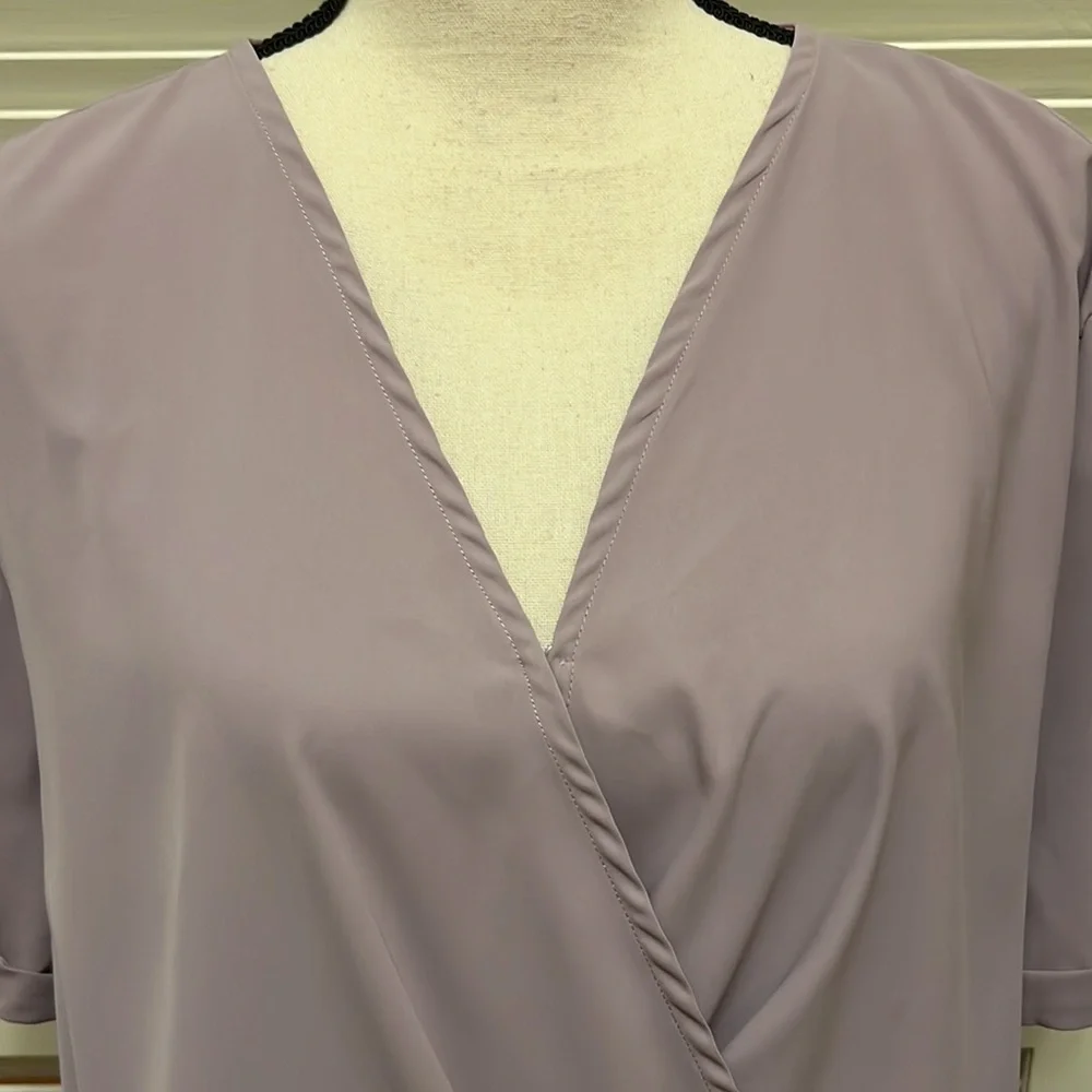 129. Lilac Top - Oversized, Wrap Front, Twist Front